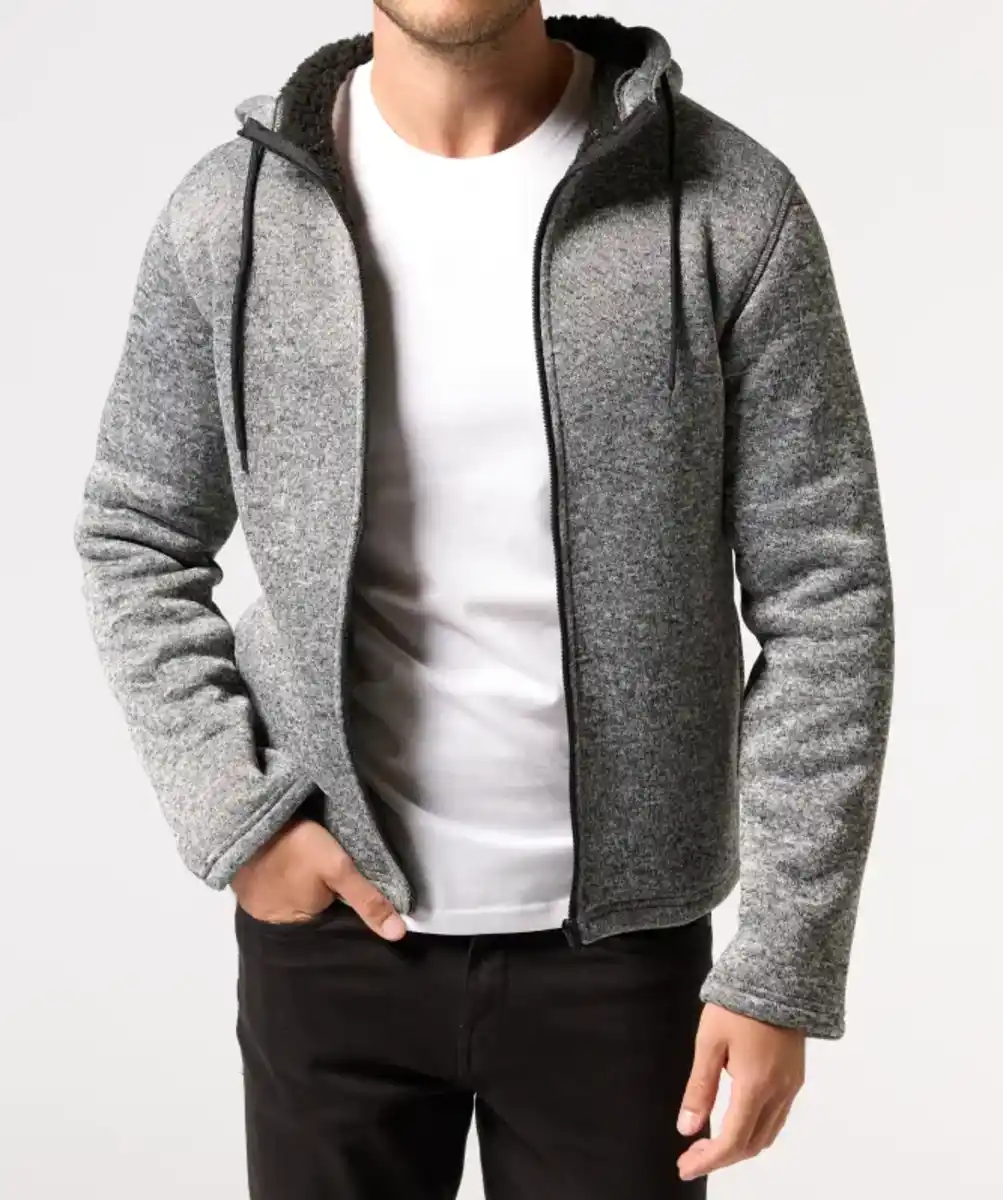 Bild 1 von Strickfleecejacke, hellgrau melange