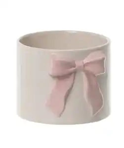 Pflanztopf Schleife, weiß/rosa
