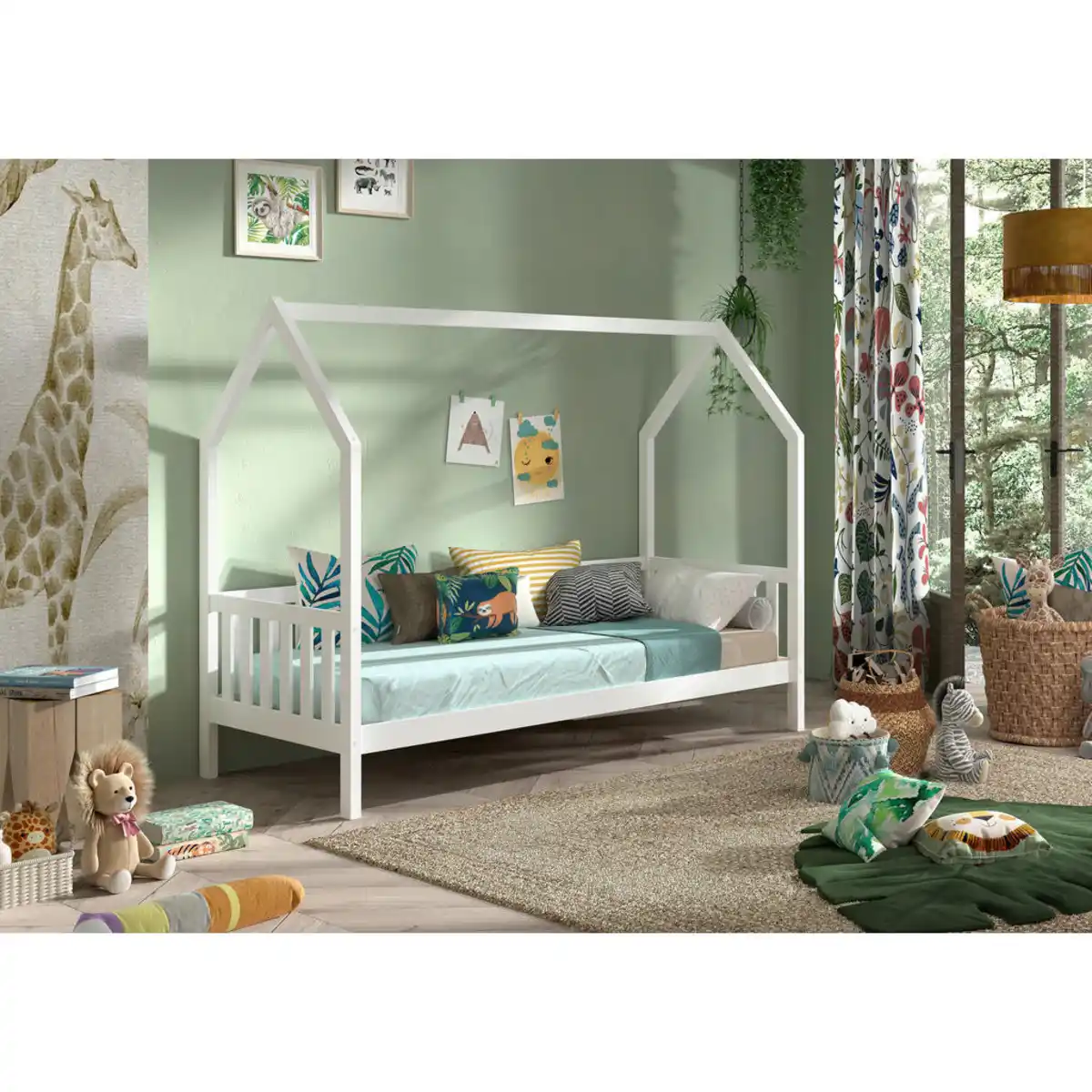 Bild 1 von Vipack Hausbett, Weiß, Holz, Kiefer, massiv, 90x200 cm, Kinder- & Jugendzimmer, Kindermöbel, Kinderbetten, Hausbetten