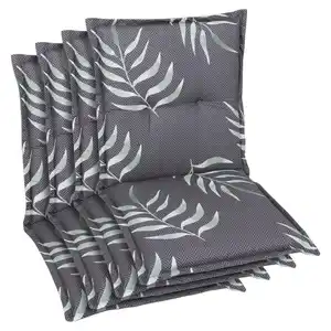 Sesselauflagenset, Anthrazit, Textil, 4-teilig, Blätter, Füllung: Schaumstoff, Vlies, 50x7x100 cm, Oeko-Tex® Standard 100, pflegeleicht, hochwertige Qualität, langlebig, für den Außenbereich ge