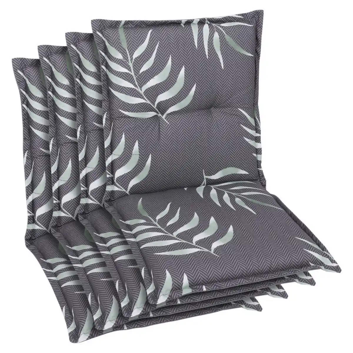 Bild 1 von Sesselauflagenset, Anthrazit, Textil, 4-teilig, Blätter, Füllung: Schaumstoff, Vlies, 50x7x100 cm, Oeko-Tex® Standard 100, pflegeleicht, hochwertige Qualität, langlebig, für den Außenbereich ge