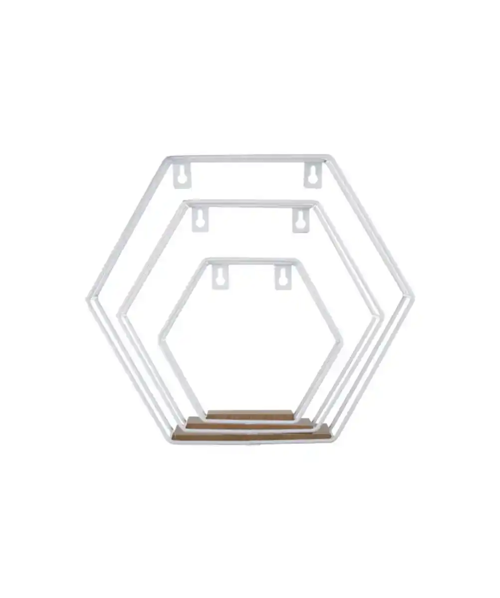 Bild 1 von Wandregale Hexagon, weiß/braun