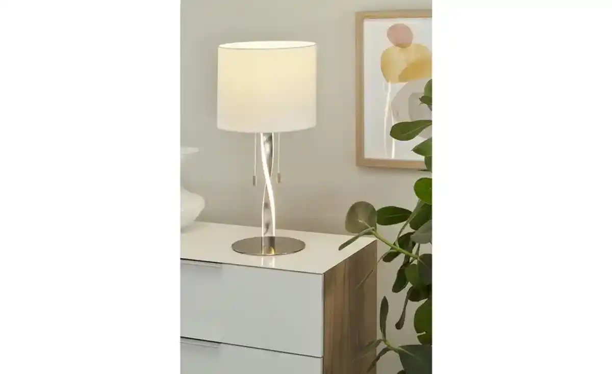 Bild 1 von Trio Tischleuchte, NIckel matt mit Stoffschirm