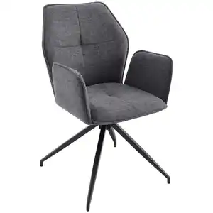 Carryhome Armlehnstuhl, Schwarz, Dunkelgrau, Metall, Textil, Drehkreuz, 56x89x62 cm, Stoffauswahl, Sitzfläche 360° drehbar, Esszimmer, Stühle, Esszimmerstühle, Armlehnenstühle