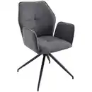 Bild 1 von Carryhome Armlehnstuhl, Schwarz, Dunkelgrau, Metall, Textil, Drehkreuz, 56x89x62 cm, Stoffauswahl, Sitzfläche 360° drehbar, Esszimmer, Stühle, Esszimmerstühle, Armlehnenstühle