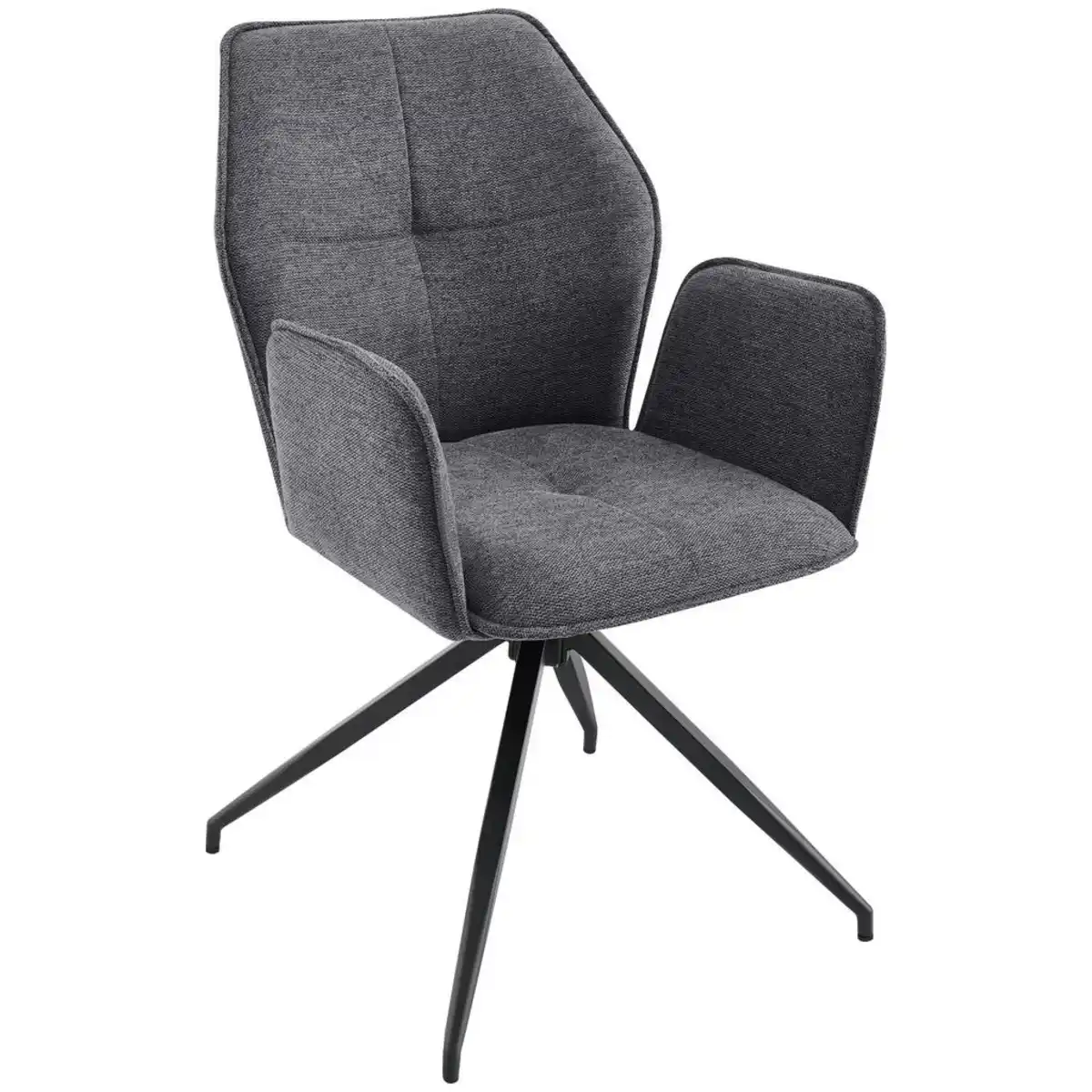 Bild 1 von Carryhome Armlehnstuhl, Schwarz, Dunkelgrau, Metall, Textil, Drehkreuz, 56x89x62 cm, Stoffauswahl, Sitzfläche 360° drehbar, Esszimmer, Stühle, Esszimmerstühle, Armlehnenstühle