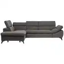 Bild 1 von Stylife Ecksofa, Grau, Textil, Uni, 4-Sitzer, Ottomane links, L-Form, 279x210 cm, Stoffauswahl, seitenverkehrt erhältlich, Bettfunktion Hocker Rücken echt, Wohnzimmer, Sofas & Couches, Wohnlandscha