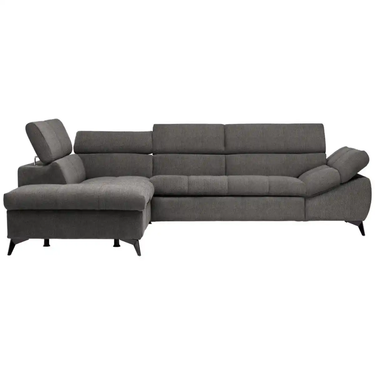 Bild 1 von Stylife Ecksofa, Grau, Textil, Uni, 4-Sitzer, Ottomane links, L-Form, 279x210 cm, Stoffauswahl, seitenverkehrt erhältlich, Bettfunktion Hocker Rücken echt, Wohnzimmer, Sofas & Couches, Wohnlandscha