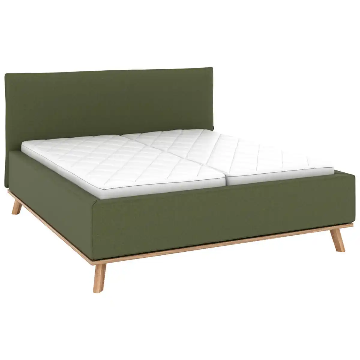 Bild 1 von Musterring Polsterbett, Dunkelgrün, Textil, Birke, Buche,Esche, massiv, H3, Höhe ca. 20 cm, 160x200 cm, Reach, atmungsaktiv,Bettkasten, Lattenrost, Matratze, in verschiedenen Größen erhältlich,M