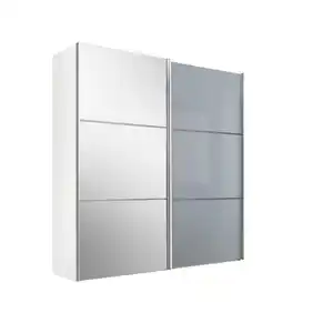 Moderano Schwebetürenschrank, Weiß, Hellgrau, Metall, 8 Fächer, 2 Schubladen, 167x222x68 cm, Goldenes M, BQ - Bündnis für Qualität, Made in Germany, Typenauswahl, Beimöbel erhältlich, umfangr