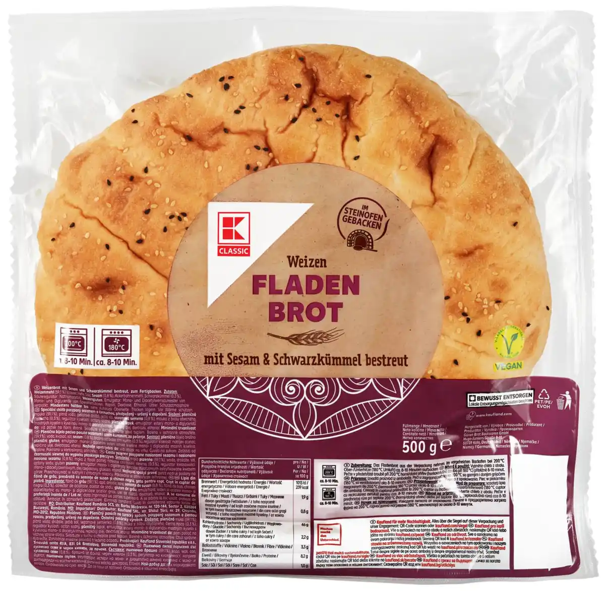 Bild 1 von K-CLASSIC Fladenbrot, 500-g-Packg.