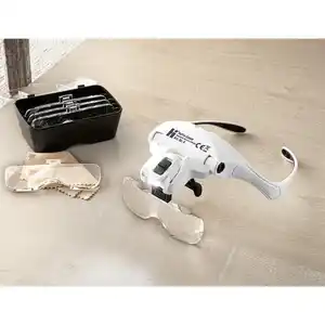 Kraft Werkzeuge LED-Brillenlupe mit 5 Vergrößerungsgläsern