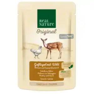 REAL NATURE Original Nassfutter Katze, Senior 12x85 g Geflügel mit Wild, in Sauce