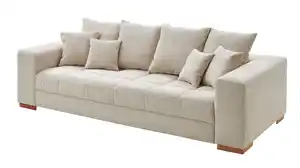 Big Sofa Cord beige - 254 cm - mit Nosagunterfederung - BORNEO