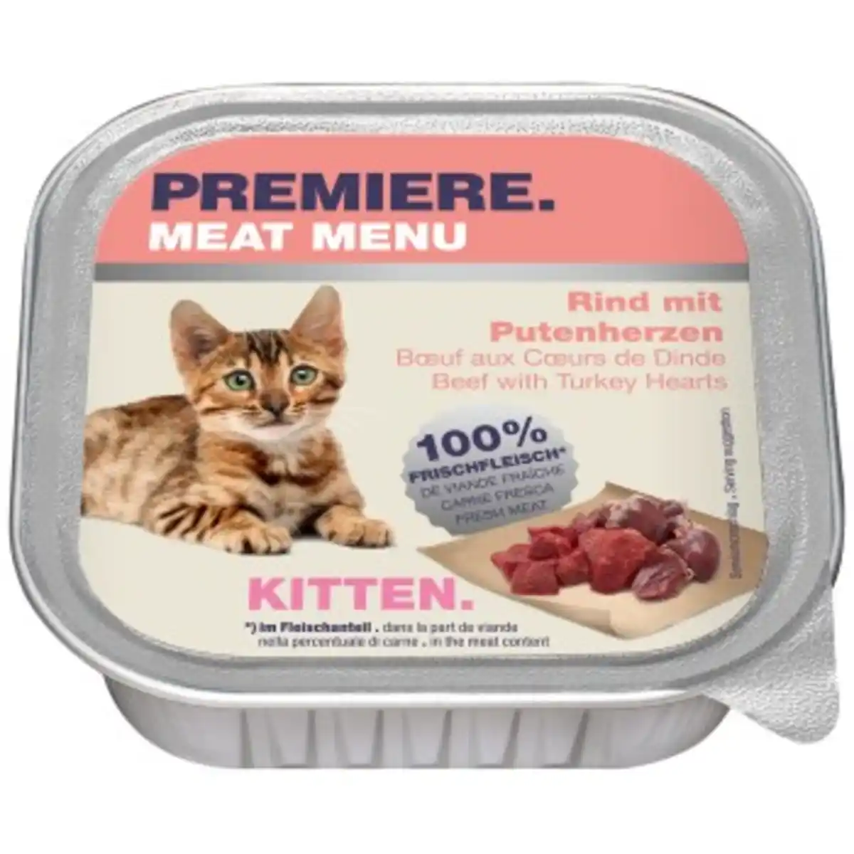 Bild 1 von PREMIERE Meat Menu Kitten Rind mit Putenherzen 16x100 g