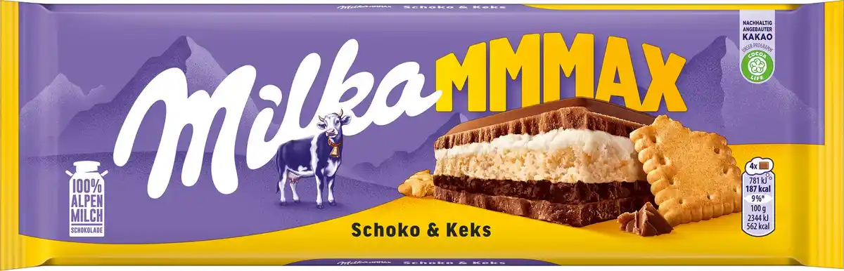 Bild 1 von MILKA Schokoladentafel Milch mit Schokolade und Keks, 300 g