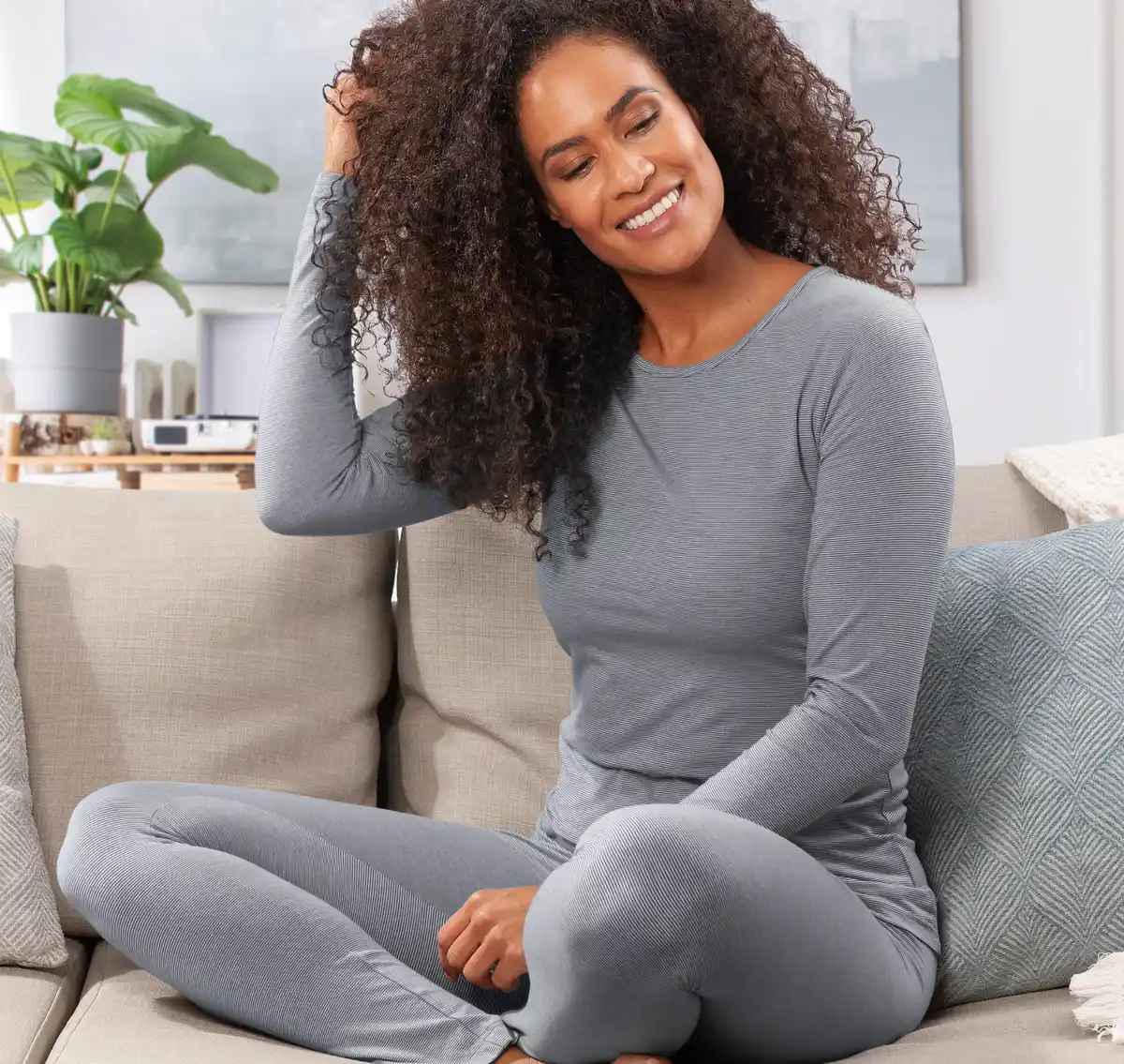 Bild 3 von IDEENWELT Thermo-Shirt blau/weiss gestreift Gr. L