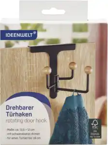 IDEENWELT Drehbarer Türhaken schwarz