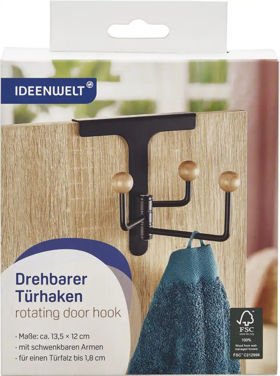 Bild 1 von IDEENWELT Drehbarer Türhaken schwarz