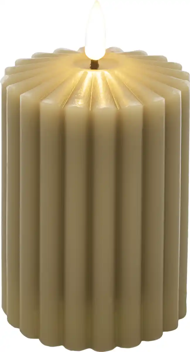 Bild 2 von IDEENWELT LED Kerze Rillen 10cm greige