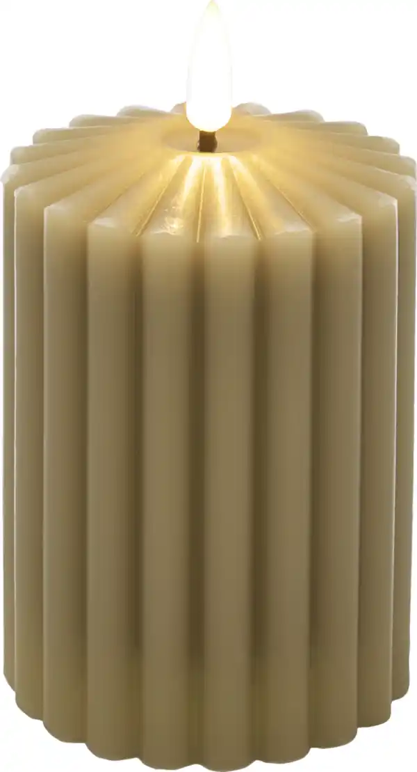 Bild 2 von IDEENWELT LED Kerze Rillen 10cm greige
