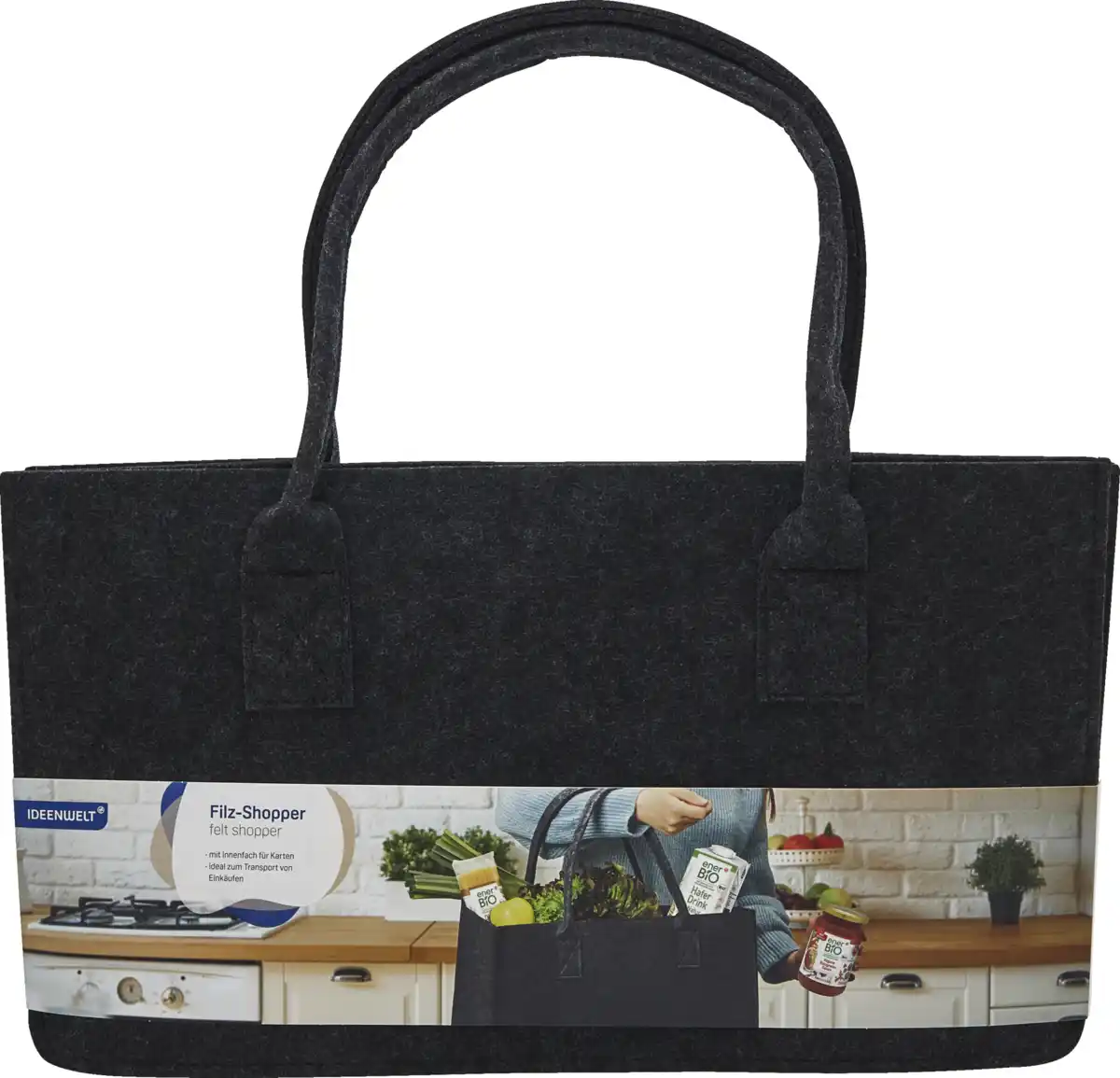 Bild 1 von IDEENWELT Filztasche dunkelgrau