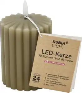 IDEENWELT LED Kerze Rillen 10cm greige