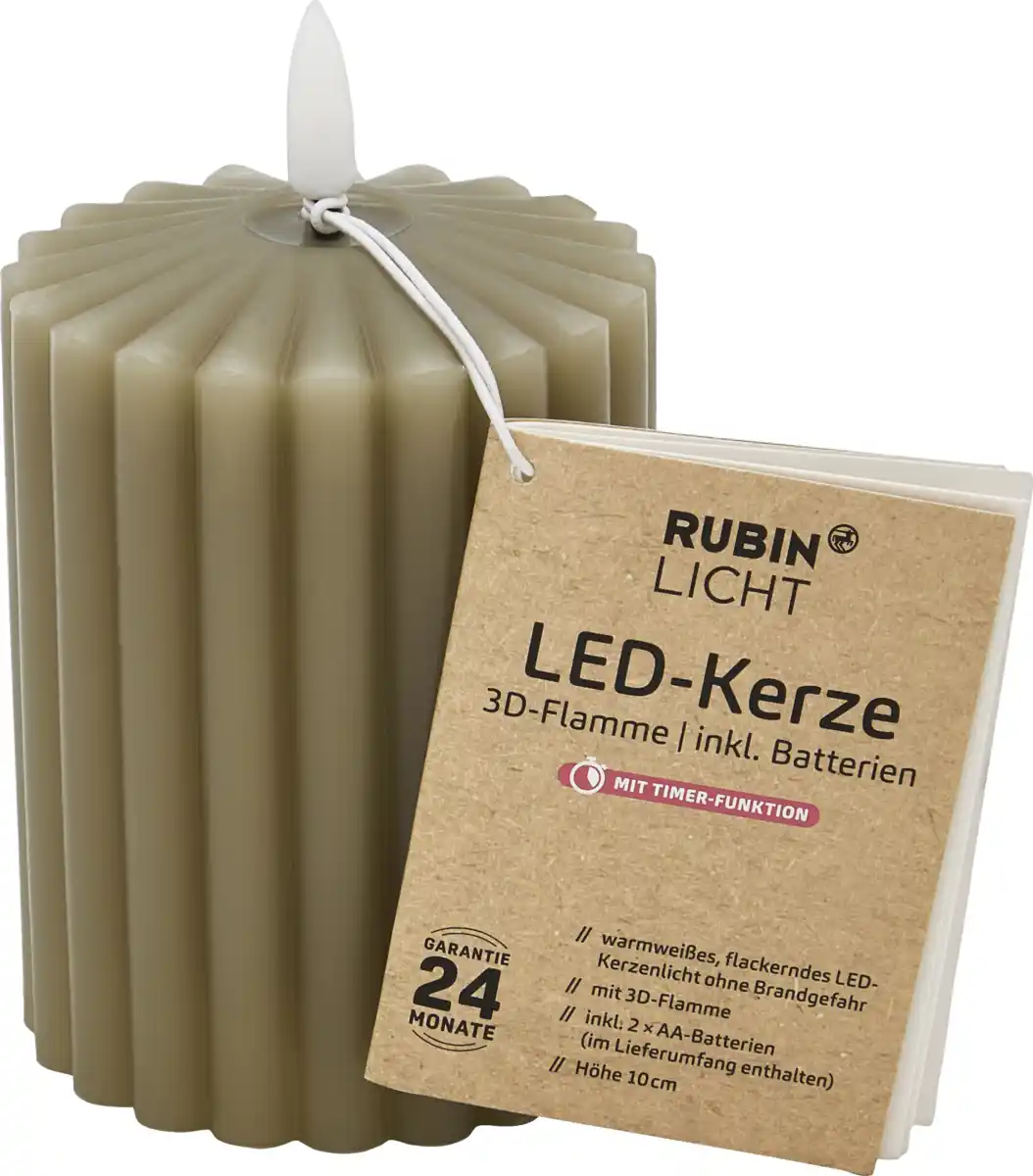 Bild 1 von IDEENWELT LED Kerze Rillen 10cm greige