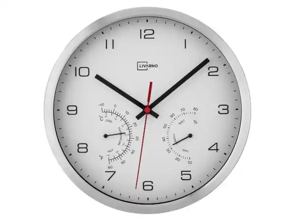 Bild 3 von LIVARNO home Aluminium Funkwanduhr mit Thermometer und Hygrometer