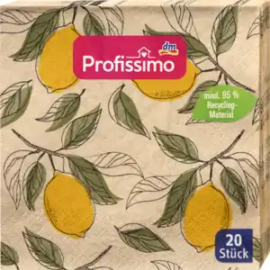 Profissimo Servietten "Zitrone" aus Recyclingmaterial (33x33cm), 20 St