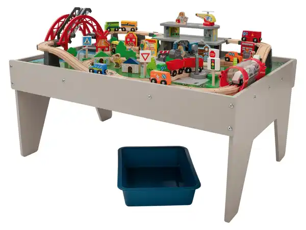 Bild 4 von lupilu® Holzeisenbahn Spieltisch, 100-teilig