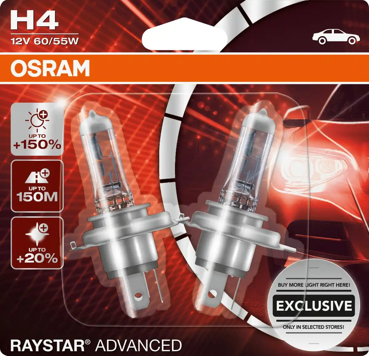 Bild 1 von Osram Halogenlampe H4 Raystar Advanced +150% 12V 60/55W