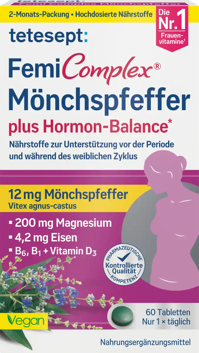 Bild 1 von tetesept FemiComplex Mönchspfeffer Tabletten 60 St, 43,5 g