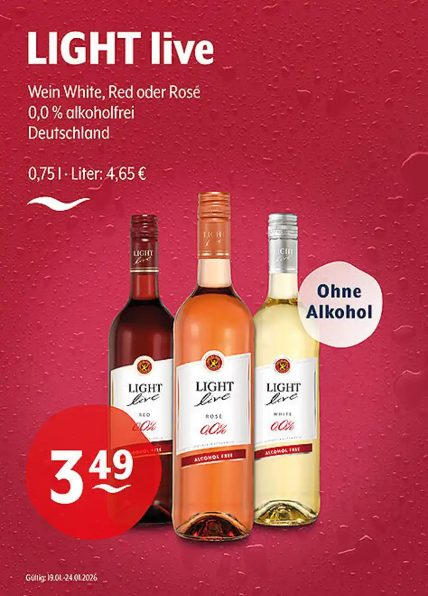Bild 1 von LIGHT live Wein White, Red oder Rosé 0,0 % alkoholfrei Deutschland