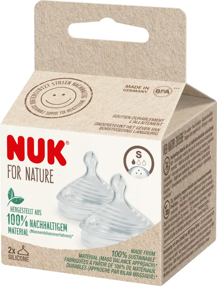 Bild 1 von NUK Trinksauger For Nature Silikon Gr. S, ab 6 Monaten, 2 St
