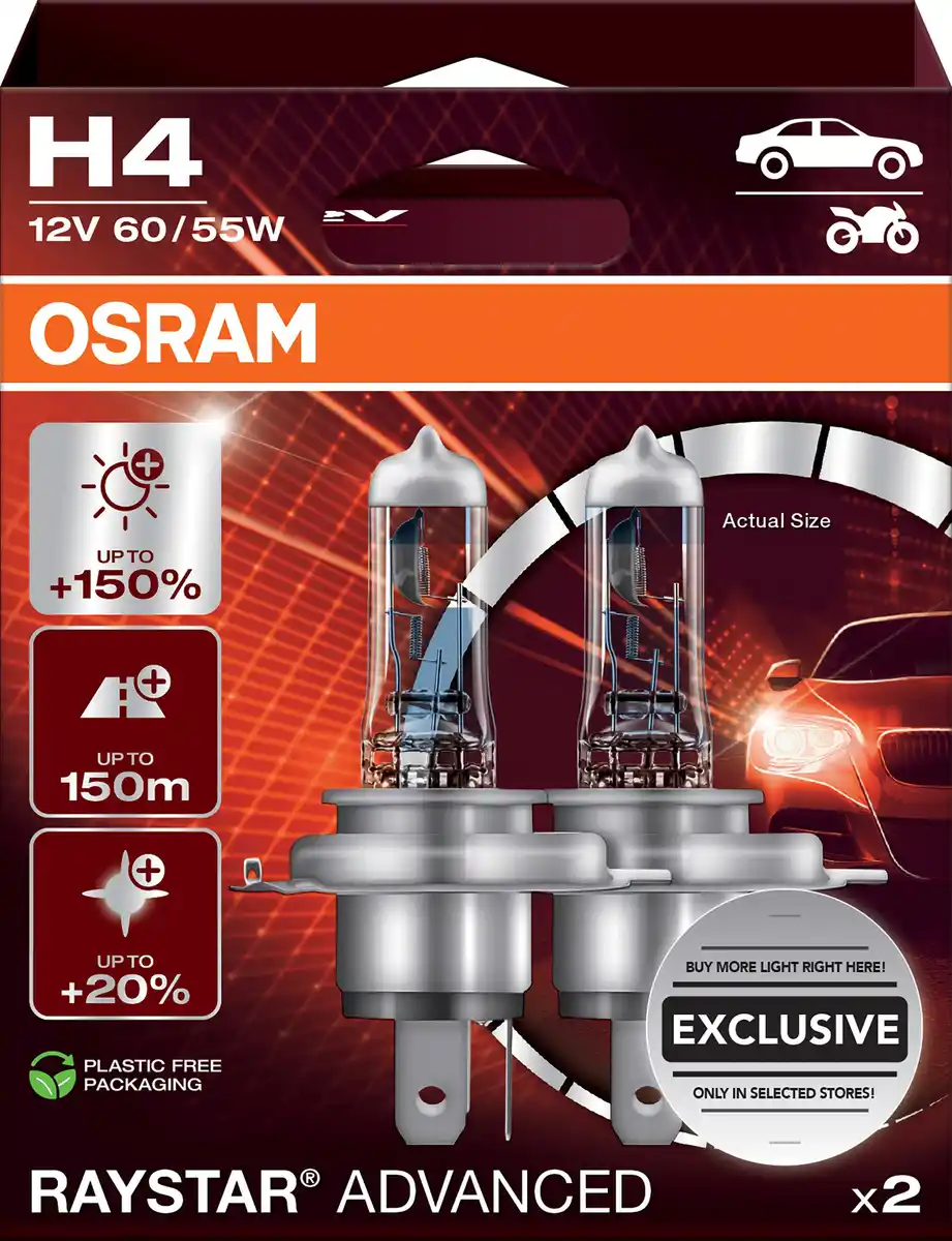 Bild 1 von Osram Scheinwerferlampe H4 Raystar Advanced 2.0 2 Stück