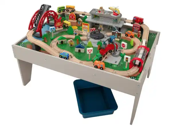 Bild 2 von lupilu® Holzeisenbahn Spieltisch, 100-teilig