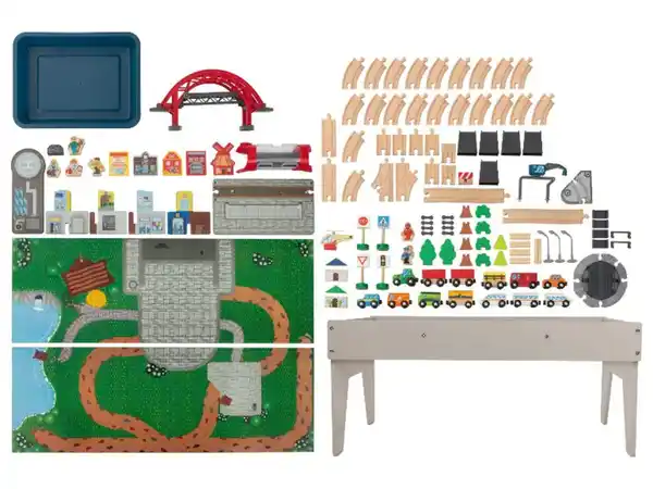 Bild 3 von lupilu® Holzeisenbahn Spieltisch, 100-teilig