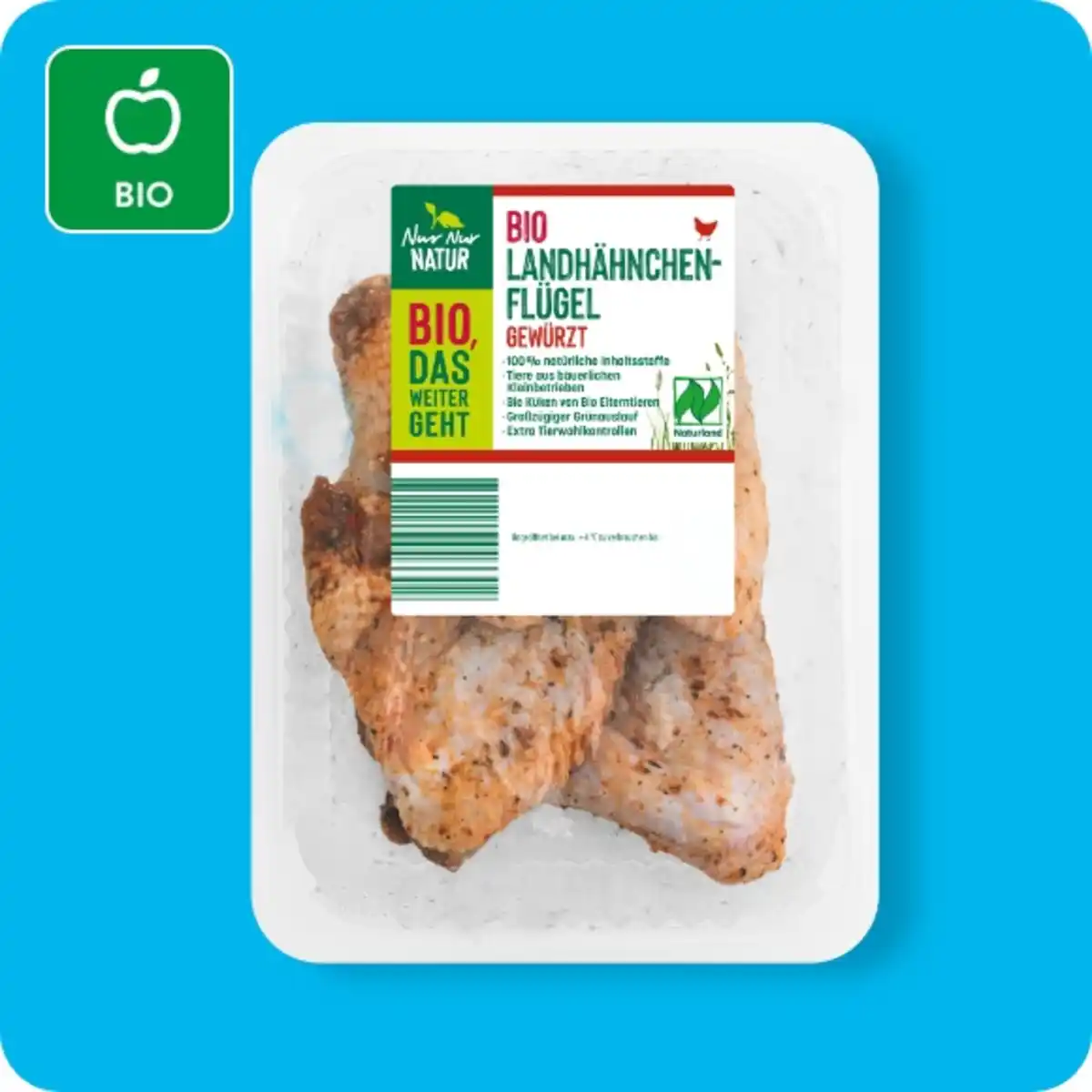 Bild 1 von NUR NUR NATUR Bio-Landhähnchen-Flügel⁶, Gewürzt