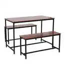 Bild 4 von Esszimmertischset Dining Set mit 1 Tisch & 2 Sitzbänken – Holz/Schwarz