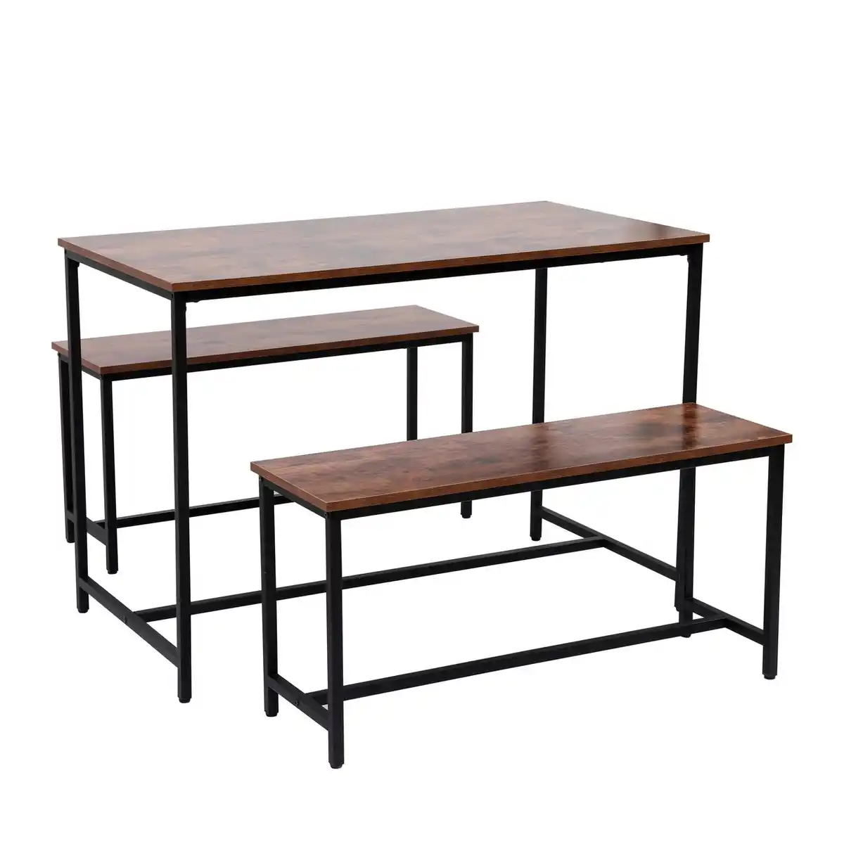 Bild 4 von Esszimmertischset Dining Set mit 1 Tisch & 2 Sitzbänken – Holz/Schwarz