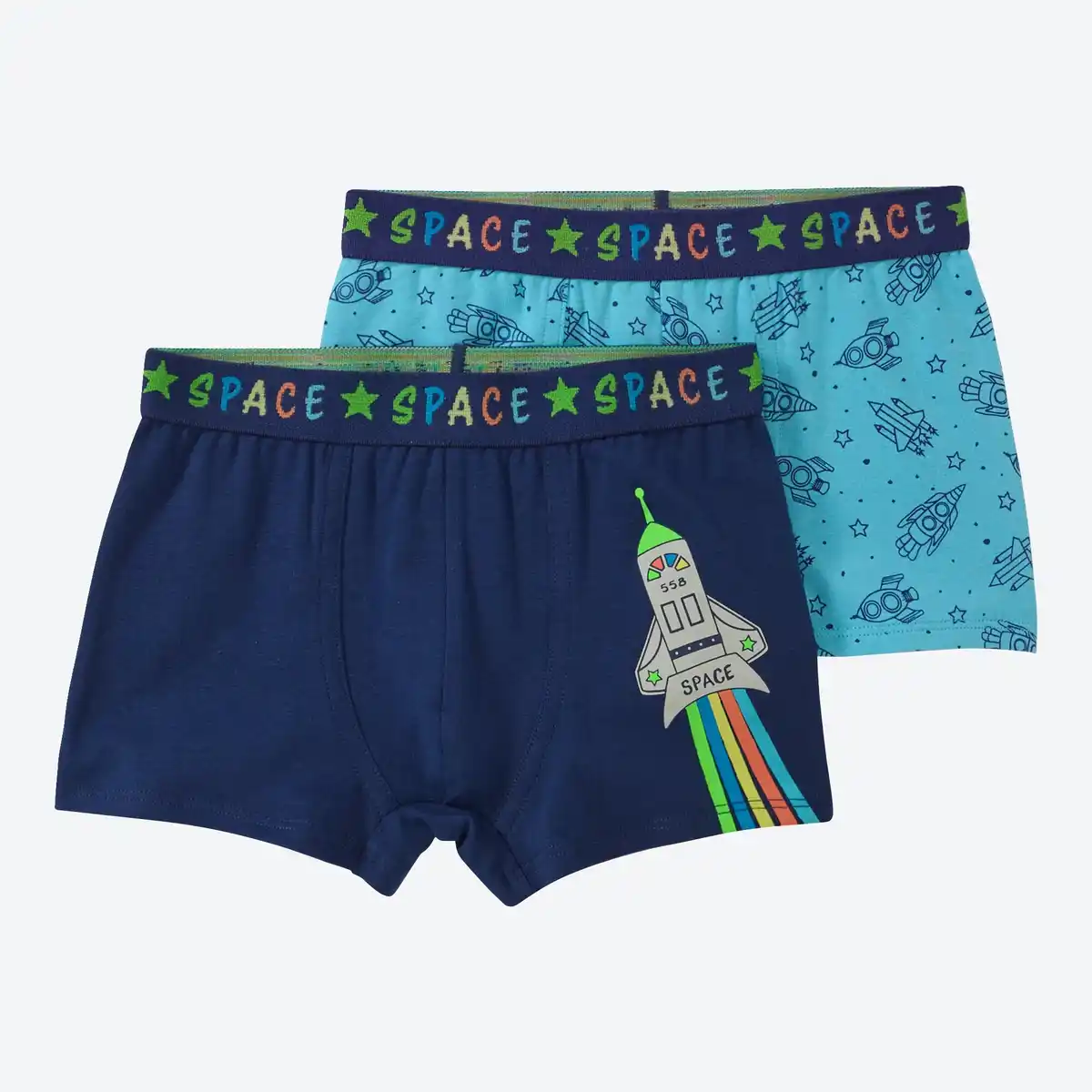 Bild 1 von Kinder-Jungen-Retroshorts mit Raketen-Motiv, 2er-Pack