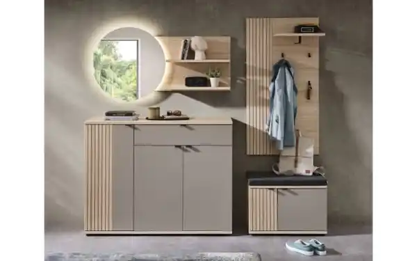 Bild 2 von Bali - Garderobenkombination II Pisa, Riva Eiche-Nachbildung/basalt, inkl. Sitzkissen