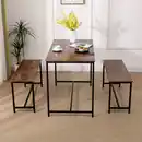 Bild 1 von Esszimmertischset Dining Set mit 1 Tisch & 2 Sitzbänken – Holz/Schwarz