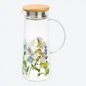 Glaskaraffe mit Bambusdeckel, Ø ca. 11 cm