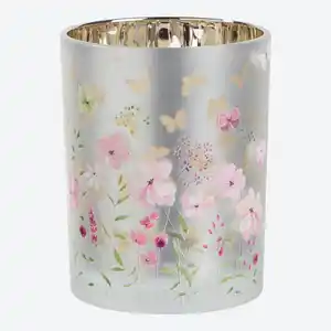 Kerzenglas mit Blumen-Motiv