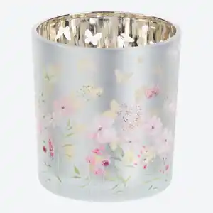 Kerzenglas mit Blumen-Motiv