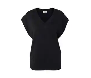 Kurzärmliger Feinstrickpullover, schwarz