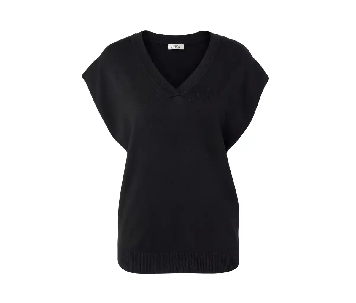 Bild 1 von Kurzärmliger Feinstrickpullover, schwarz