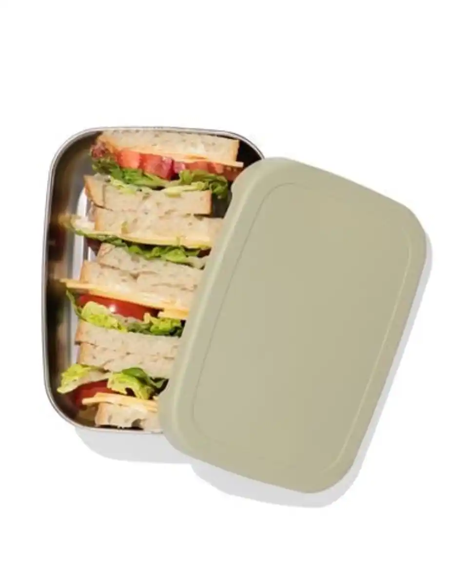 Bild 2 von Brotdose, 14,3 × 18,9 × 5,8 cm, Edelstahl, grün